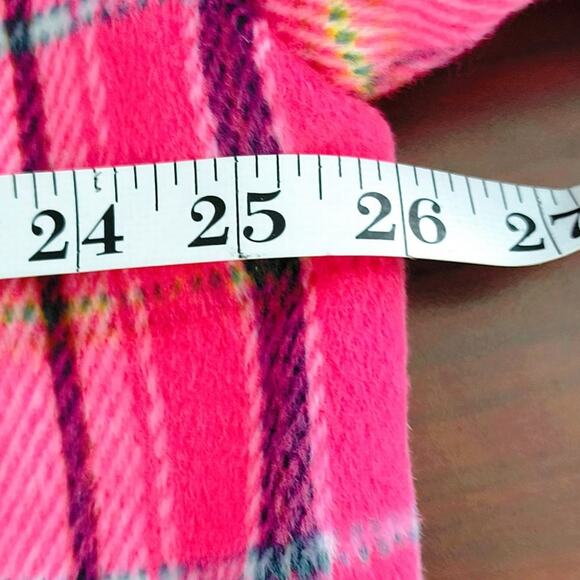 Crown & Ivy Shirt Jacket Wmn's Sz XXL Pink Plaid Flannel Boxy Button up Pockets - Picture 7 of 12